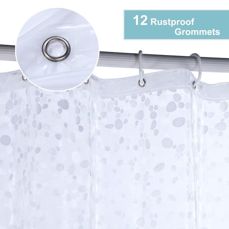 WellColor Short Shower Curtain Liner 65 inch, Pebble Translucent EVA Bath Shower Liners, Heavy Duty, Cobblestone, 72 x 65 inch - Image 4